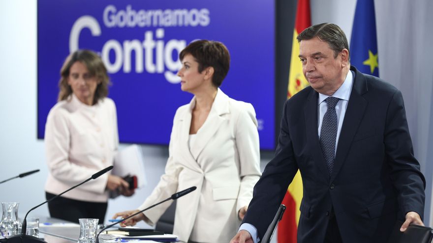 Los ministros Teresa Ribera, Isabel Rodríguez y Luis Planas en una imagen de archivo.