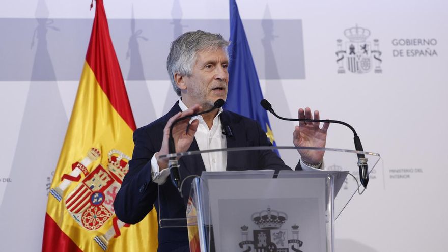 Imagen de archivo (04/08/2026) del ministro del Interior, Fernando Grande-Marlaska, durante una rueda de prensa.