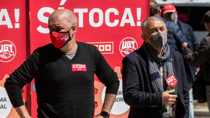Los Secretarios Generales de UGT y CCOO, Pepe Álvarez (d) y Unai Sordo. EFE/Rodrigo Jiménez/Archivo