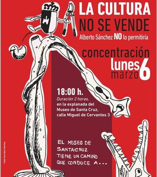 Cartel de STAS-CLM contra la apertura del espacio del escultor Alberto Sánchez en la sede de una fundación privada en Toledo