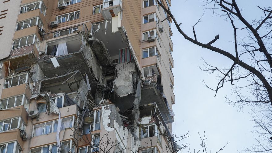 A building damaged by shelling in Kiev