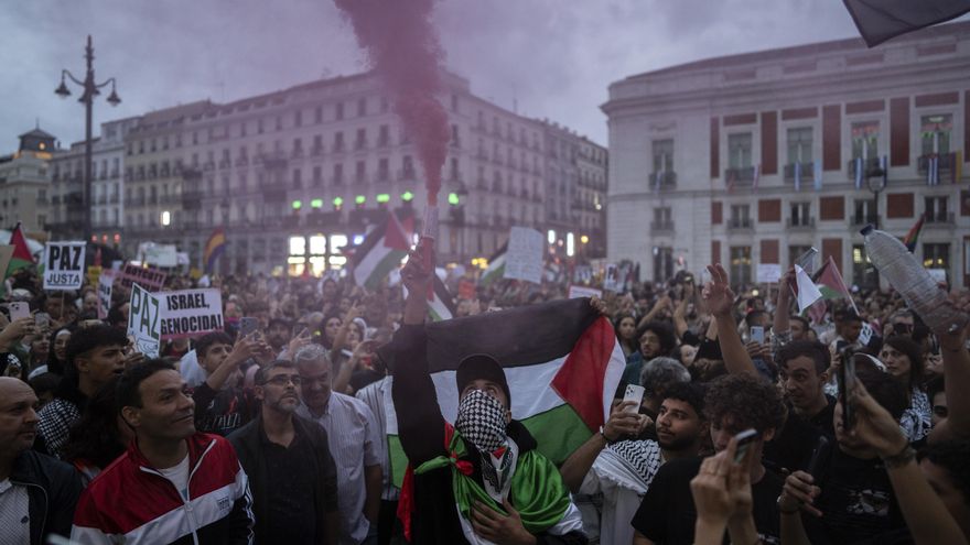La marcha de Madrid por Palestina concluye en la Puerta del Sol