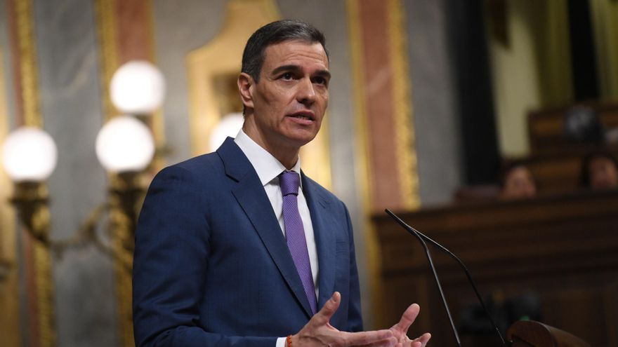 El presidente del Gobierno, Pedro Sánchez, interviene durante una sesión plenaria, en el Congreso de los Diputados, a 7 de mayo de 2025, en Madrid (España).