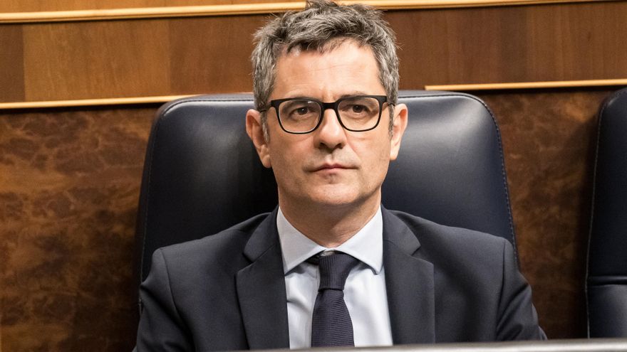 El ministro de la Presidencia, Relaciones con las Cortes y Justicia, Félix Bolaños, durante un pleno en el Congreso de los Diputados