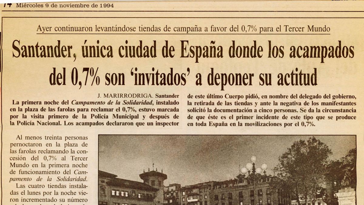 Noticia aparecida en el diario Alerta del 9 de noviembre de 2014, en el que se recoge la visita de la policía local y nacional solicitando que abandonara las acampada.
