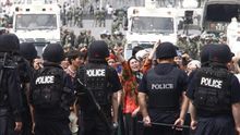 Protesta en la región china de Xinjiang.