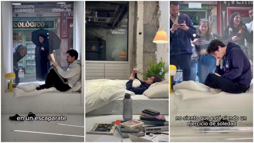 Encerrado 13 días en un escaparate de Malasaña: un Gran Hermano lleno de curiosos detrás del cristal y de la pantalla