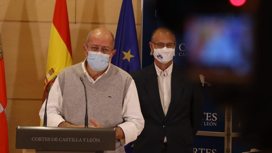 Francisco Igea, durante su intervención en la rueda de prensa del Grupo Parlamentario Ciudadanos.