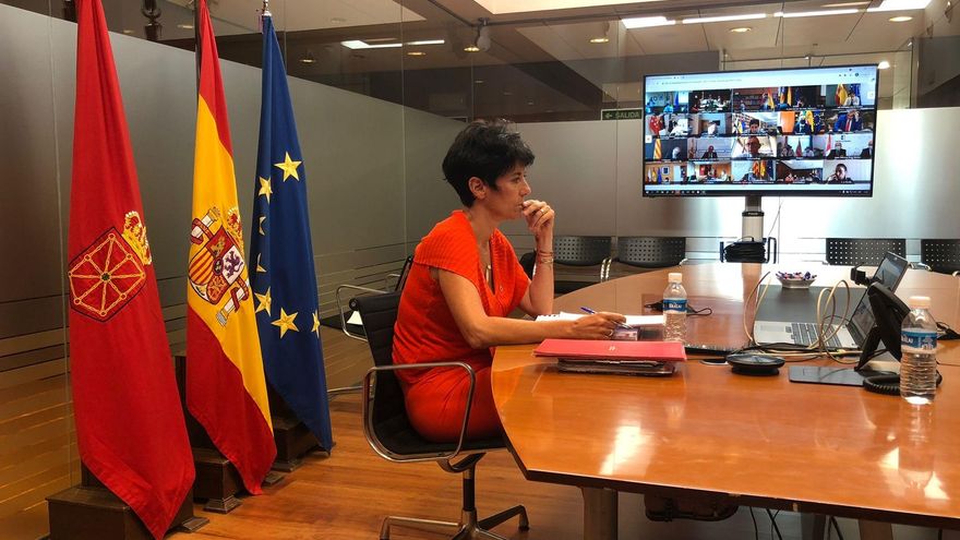 La consejera Elma Saiz durante su participación telemática en el Consejo de Política Fiscal y Financiera