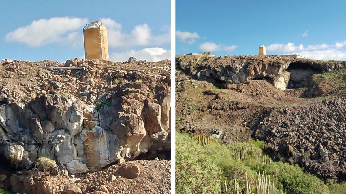 Zona en la que se han producido los vertidos de escombros en Agache, Güímar.