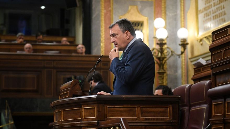 El portavoz en el Congreso del PNV, Aitor Esteban, en la sesión plenaria de este martes.