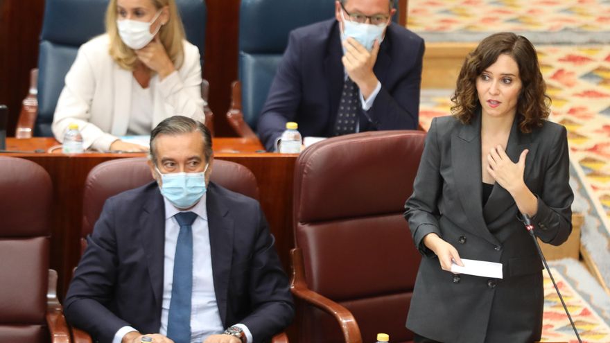 Archivo - La presidenta de la Comunidad de Madrid, Isabel Díaz Ayuso, interviene en una sesión de control al Gobierno de la Comunidad de Madrid en la Asamblea, a 23 de septiembre de 2021, en Madrid, (España).