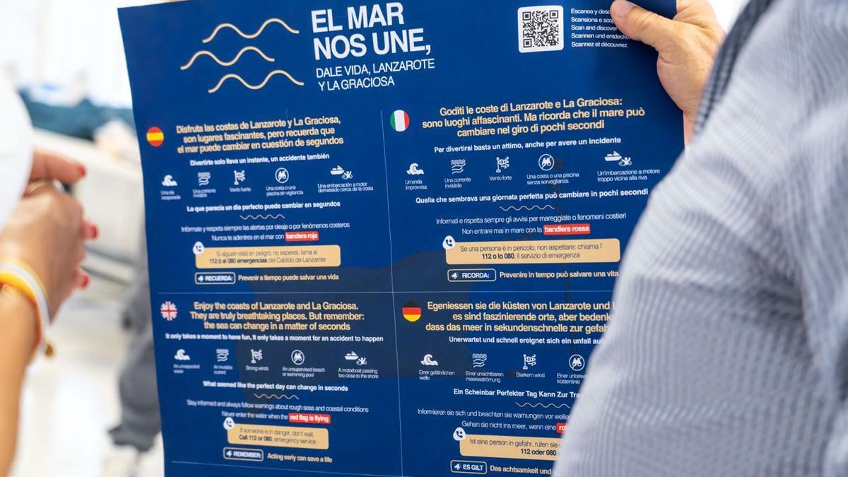 Lanzarote advierte en cinco idiomas de los peligros en el mar para prevenir ahogamientos