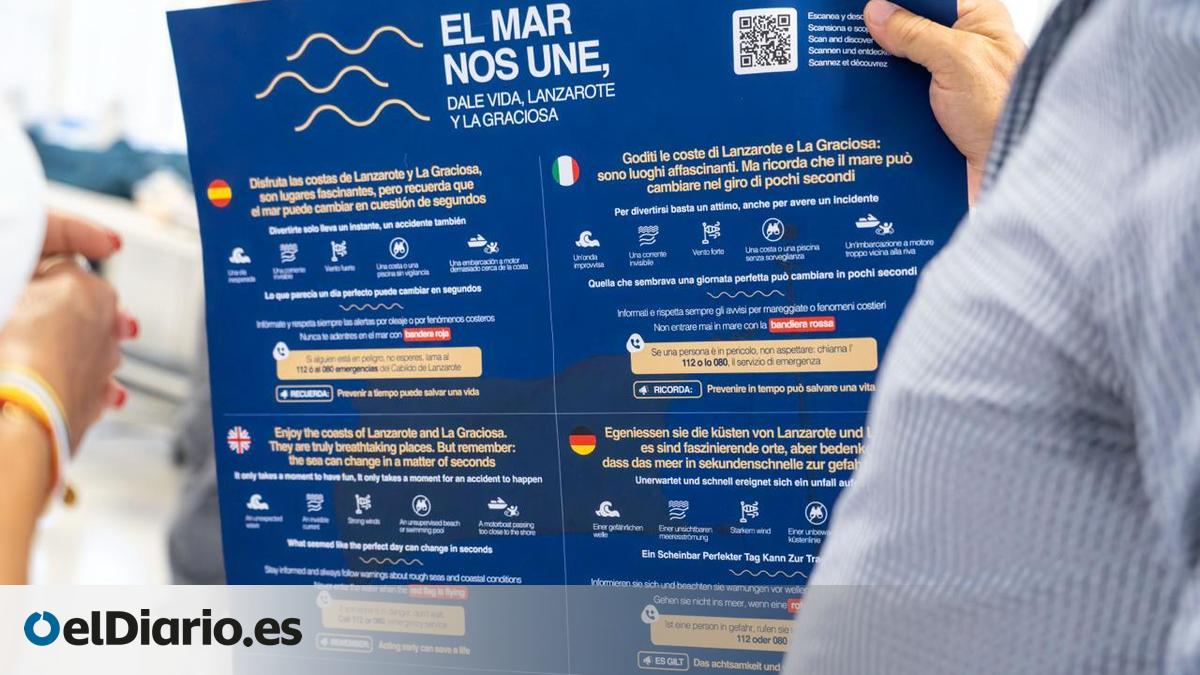 Lanzarote advierte en cinco idiomas de los peligros en el mar para prevenir ahogamientos