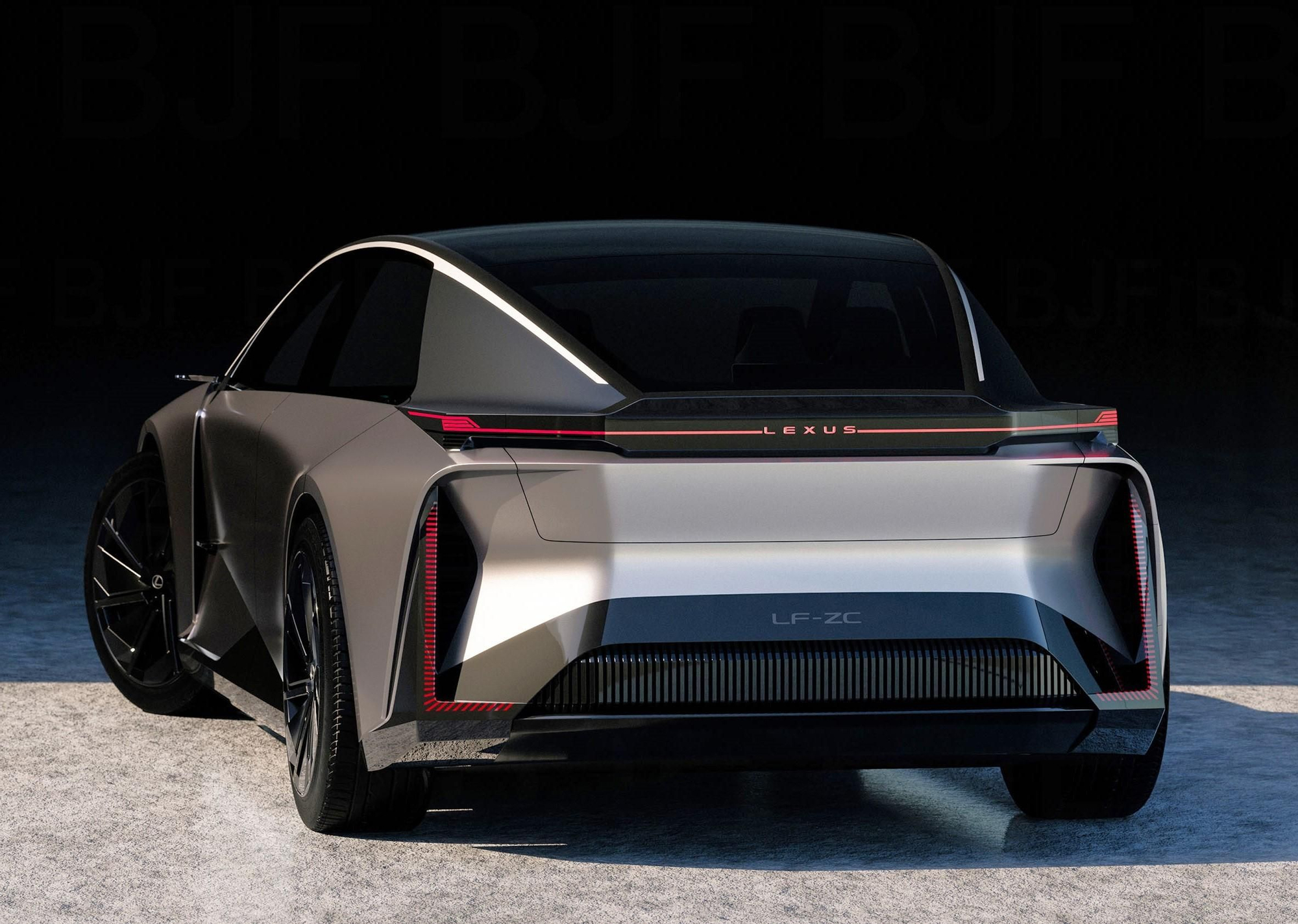Vista trasera del futuro Lexus LF-ZC.