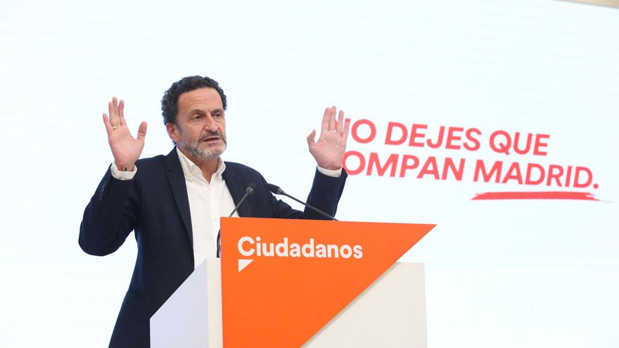 El portavoz adjunto de Ciudadanos en el Congreso de los Diputados y candidato a la Presidencia de la Comunidad de Madrid, Edmundo Bal, durante una rueda de prensa en la sede del partido.