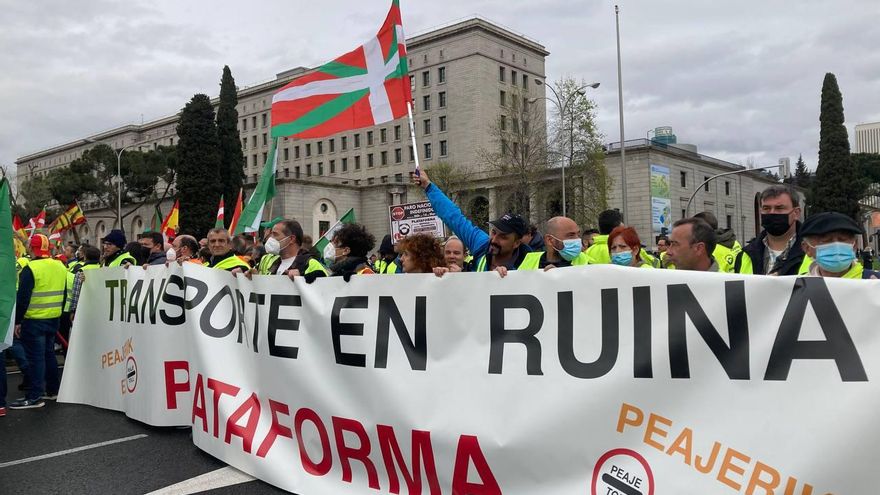 Manifestación de transportistas en Madrid.