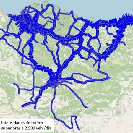 Mapa de congestión en la red viaria vasca