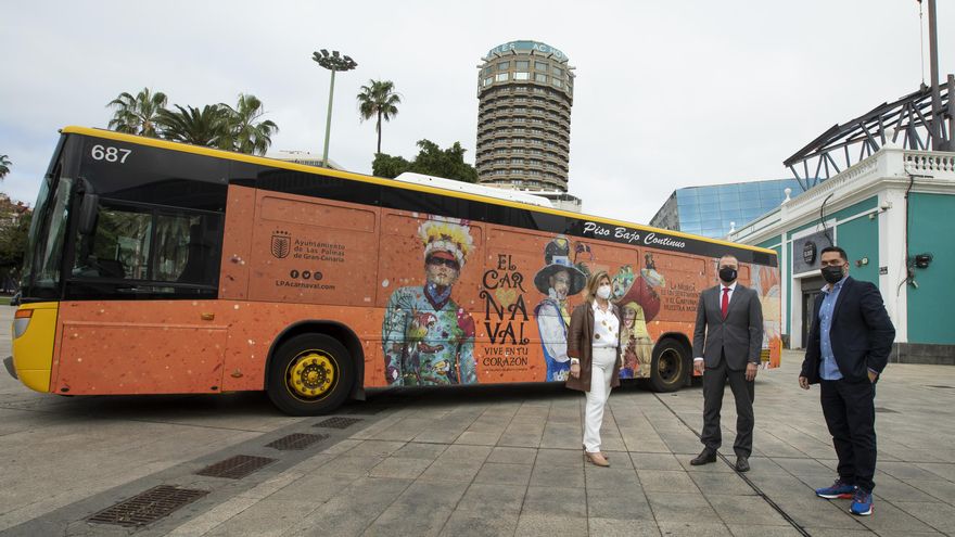 La empresa Guaguas Municipales se une a la campaña del Carnaval de Las Palmas de Gran Canaria este 2021
