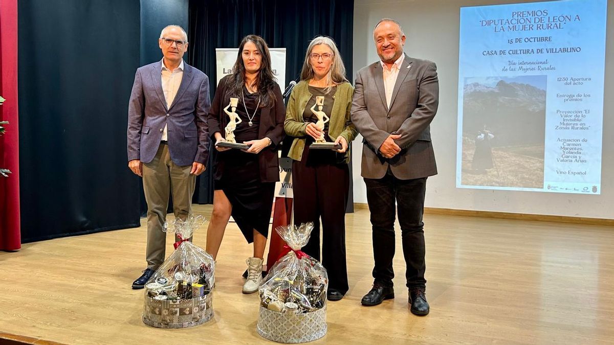 Flor León y Lucía Arroyo recibieron los premios Diputación de León a la Mujer Rural 2025 en Villablino