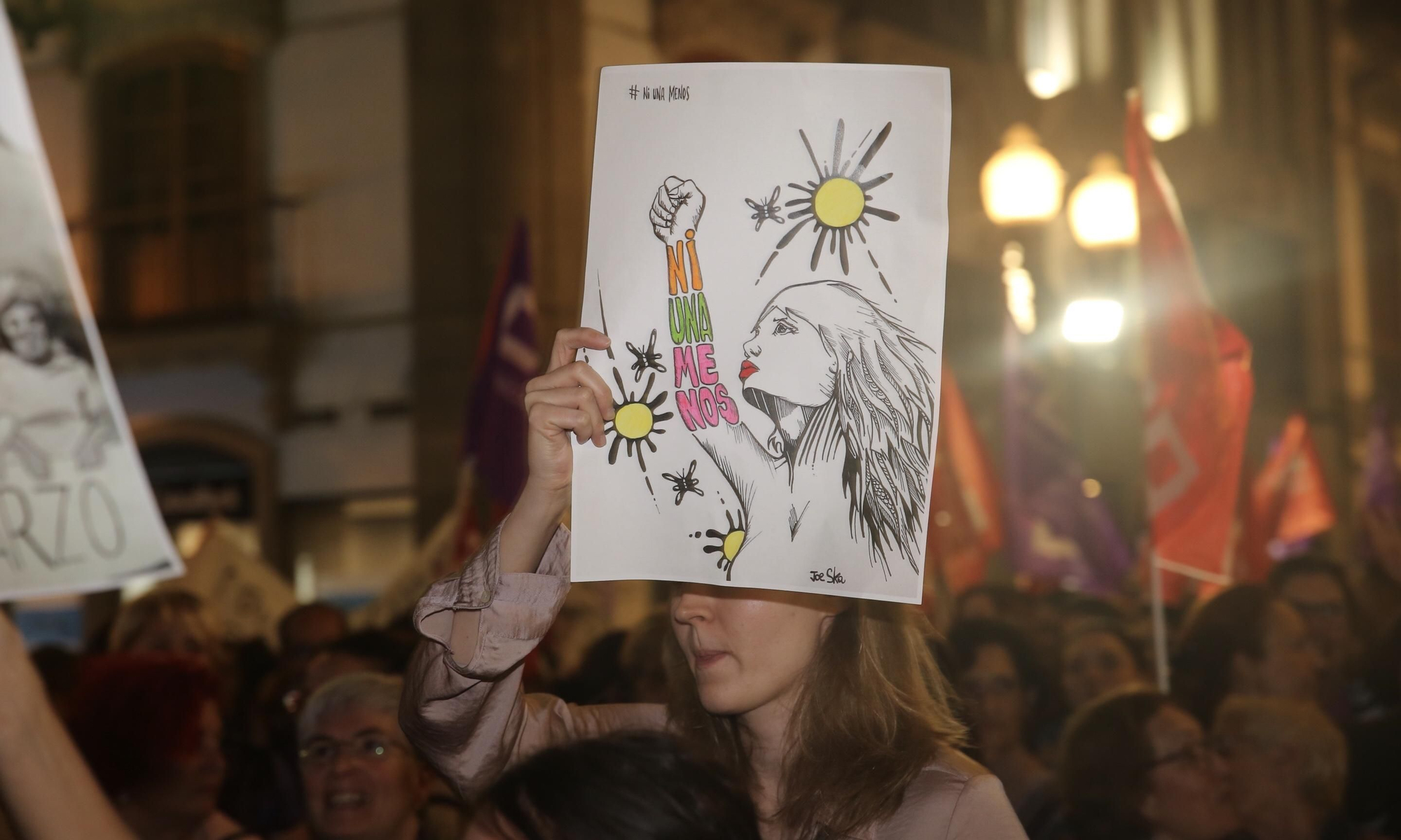 Una de las pancartas que pudieron verse en la manifestación.