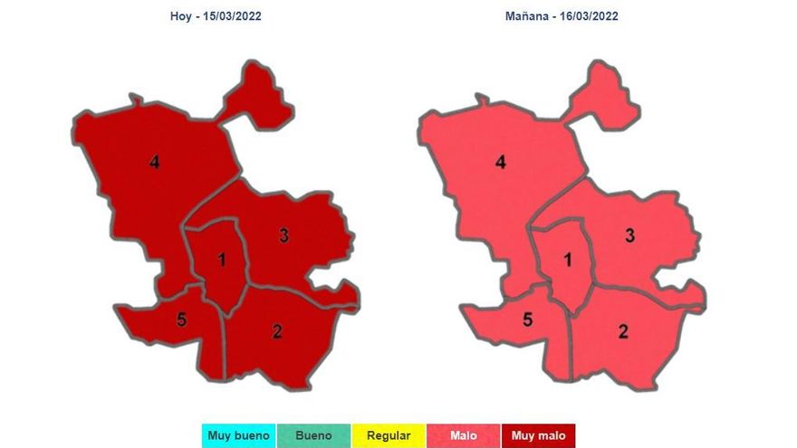 Calidad del Aire en Madrid prevista para el 15 y 16 de marzo
