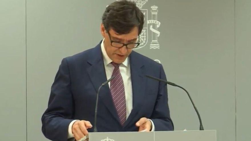El ministro de Sanidad, Salvador Illa, durante su comparecencia.