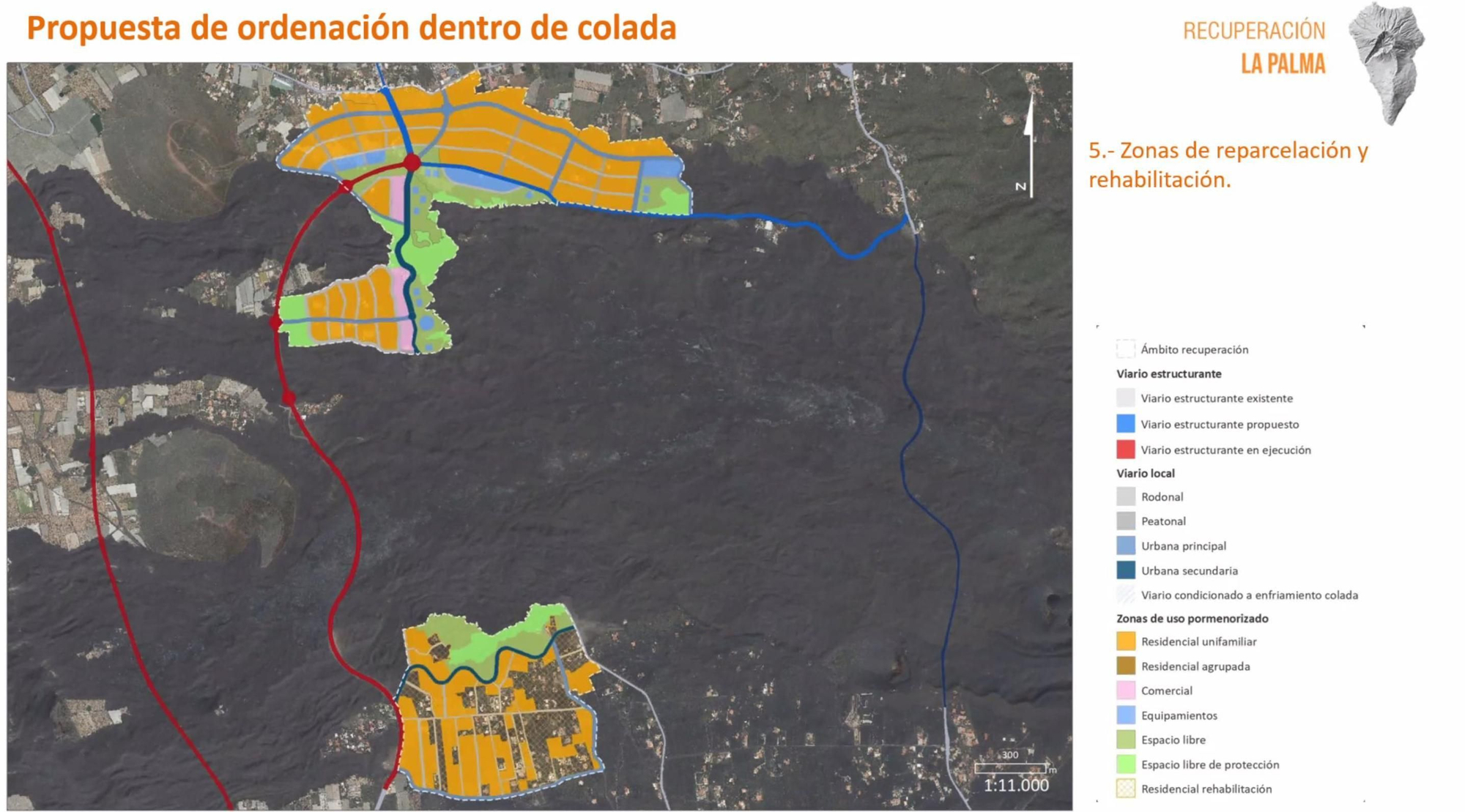 Infografía de la  propuesta de ordenación dentro de la colada.