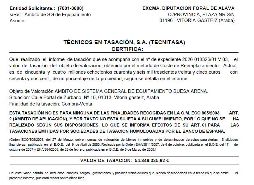 Estimación del valor del Fernando Buesa Arena