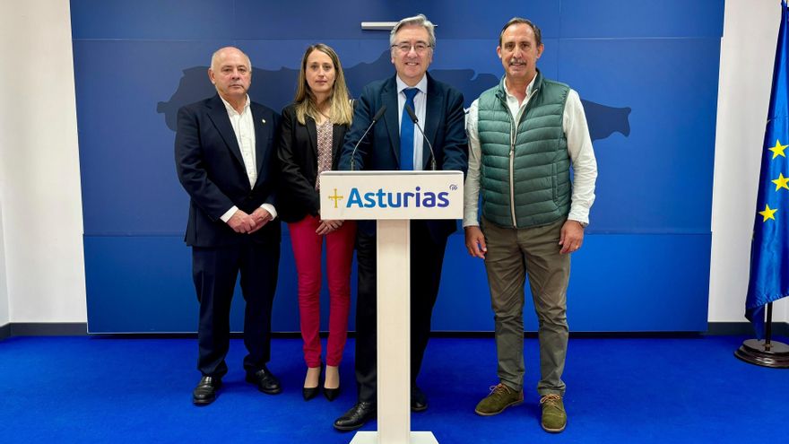 Imagen durante de la rueda de prensa ofrecida este viernes por los senadores Pablo González, Lito Rodríguez y José Manuel Fernández, y la diputada regional Cristina Vega.