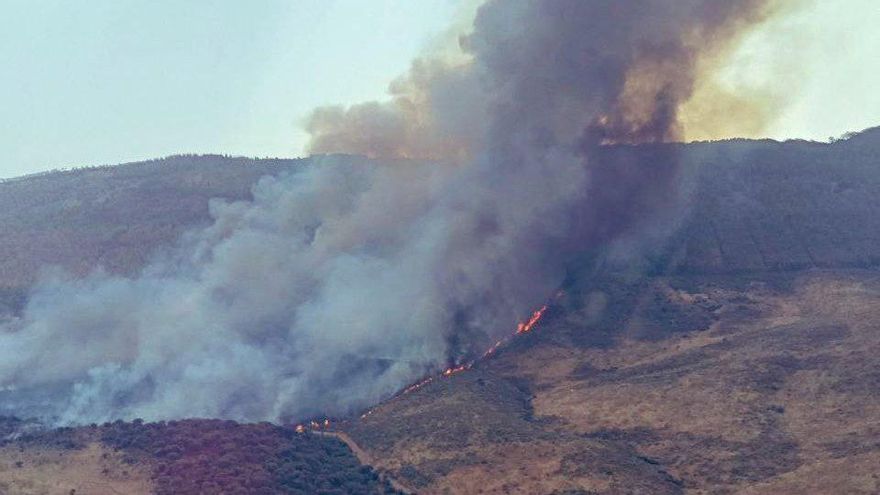 El incendio de Las Hurdes obliga a evacuar Las Mestas y avanza hacia la provincia de Salamanca