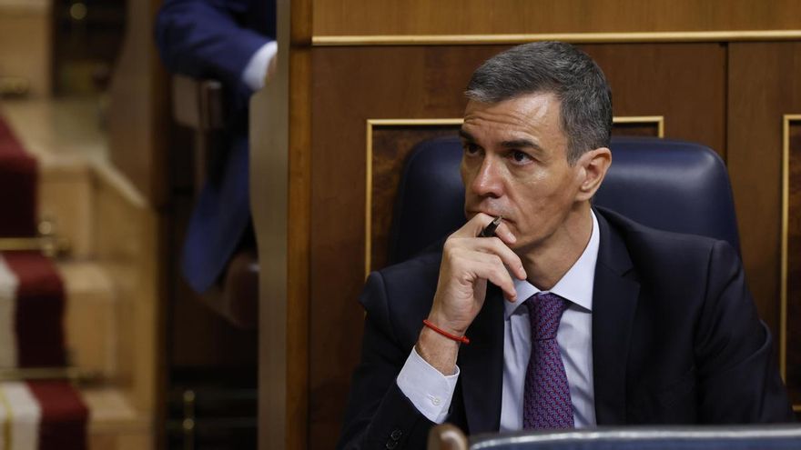 El presidente del gobierno Pedro Sánchez, durante el pleno en el Congreso de los Diputados, este miércoles.