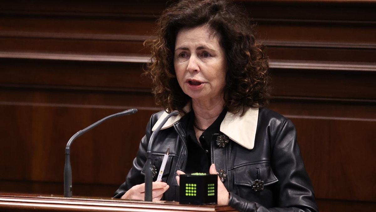 La consejera de Hacienda y Relaciones con la Unión Europea del Gobierno de Canarias, Matilde Asián, en el pleno del Parlamento este martes.