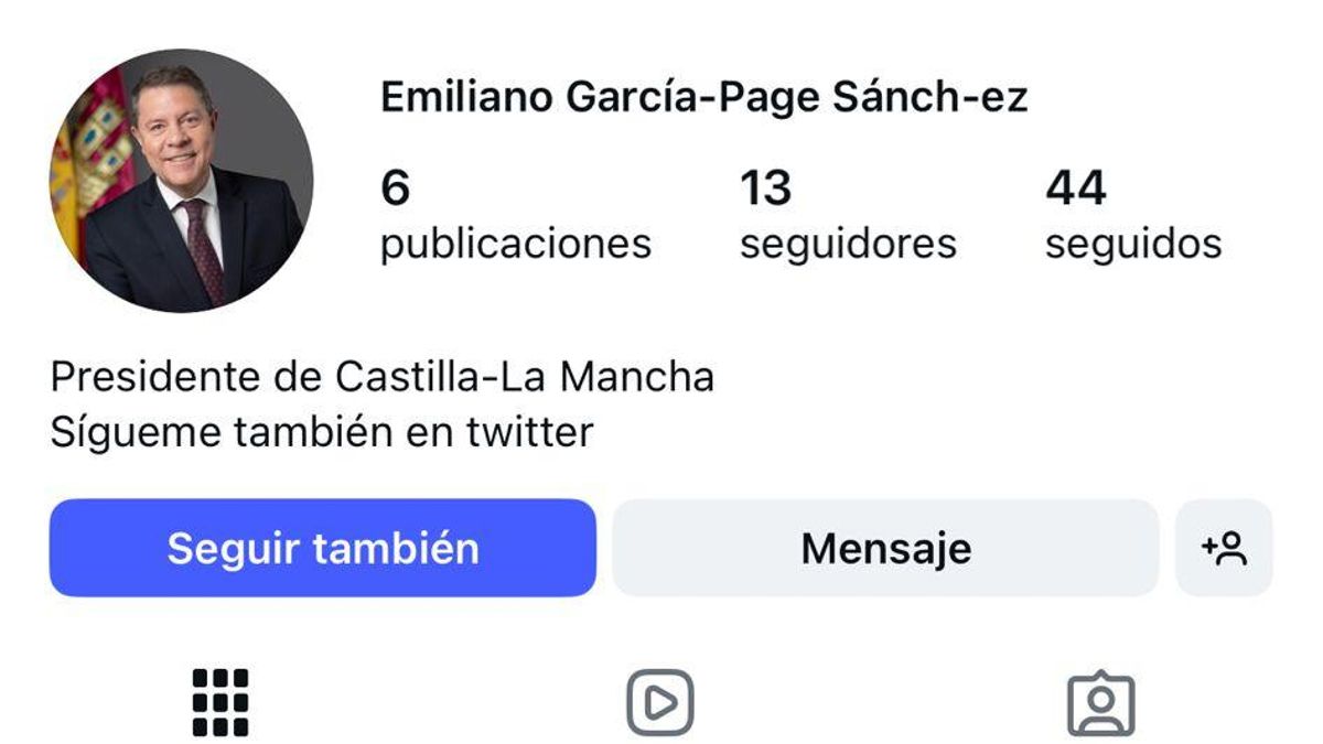 Perfil falso en redes sociales del presidente de Castilla-La Mancha, Emiliano García-Page