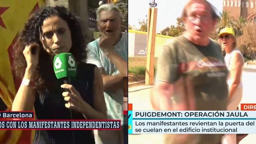Los simpatizantes de Puigdemont la toman con los reporteros: acoso, insultos y empujones