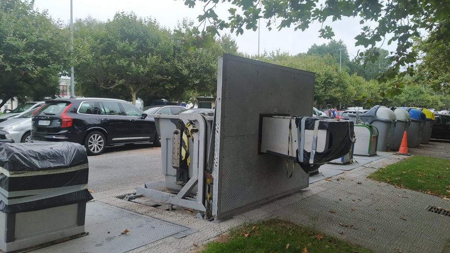 Contenerización subterránea en mal estado.