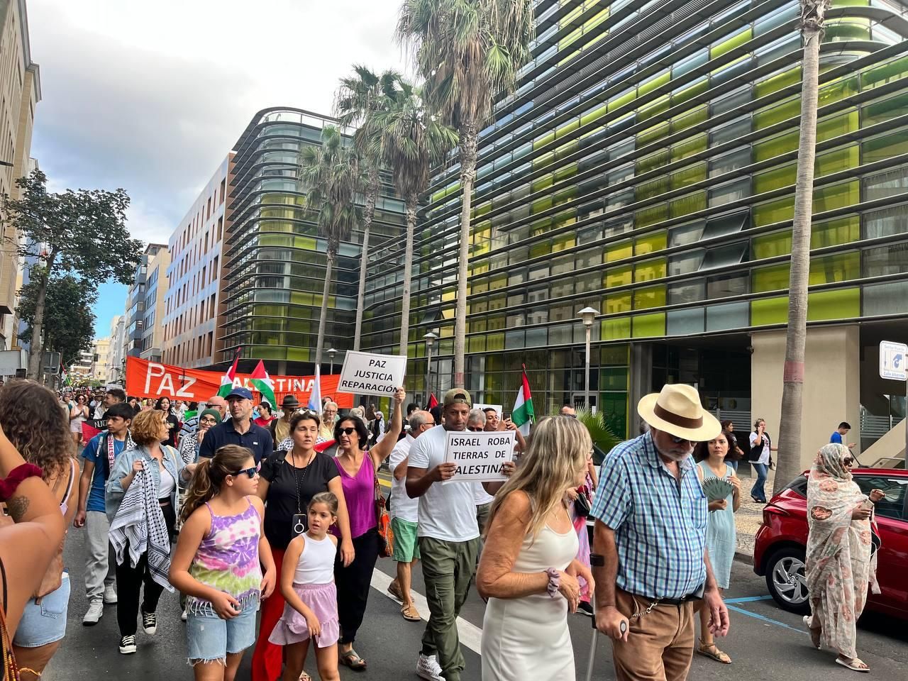Marcha a favor del pueblo palestino en Las Palmas de Gran Canaria este sábado.