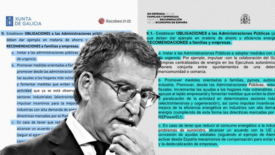 Feijóo copió las conclusiones de su propuesta energética de un documento que la Xunta ya había enviado a Moncloa