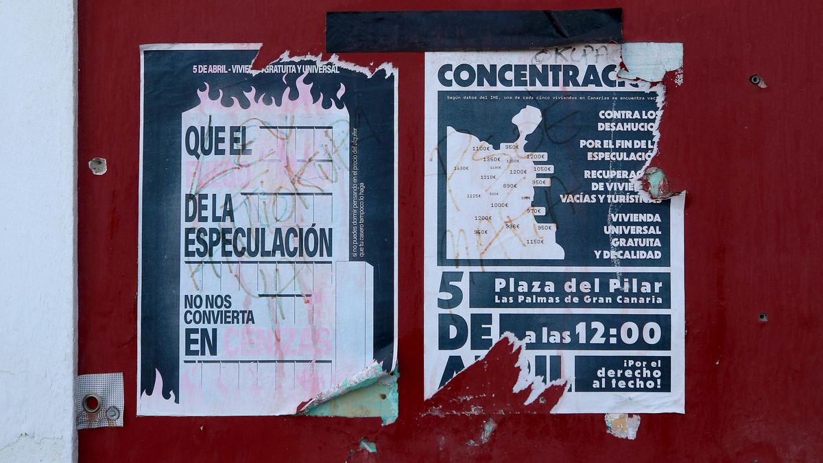 Carteles en contra de la especulación en Guanarteme