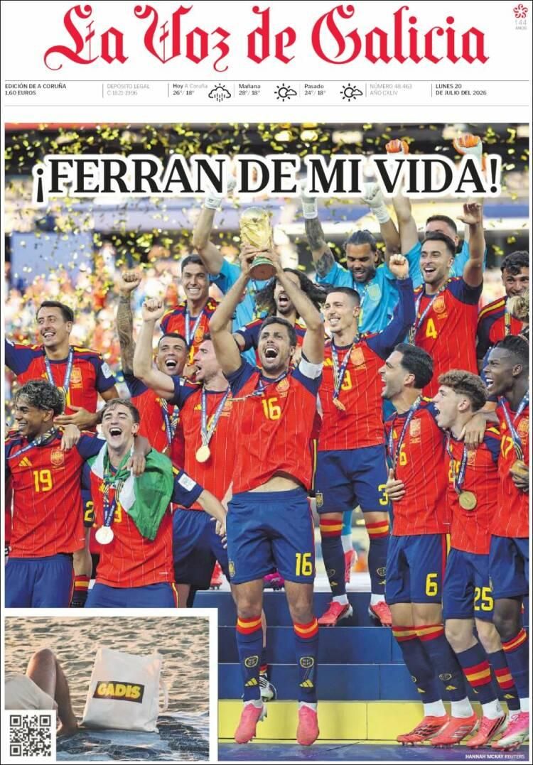 Las lágrimas de Messi y el título de España, en las tapas de los diarios del mundo