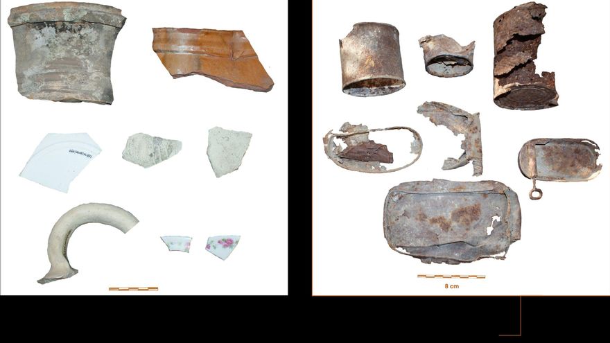 Restos encontrados en las fortificaciones de la guerra civil investigadas por Ángela Crespo Fraguas