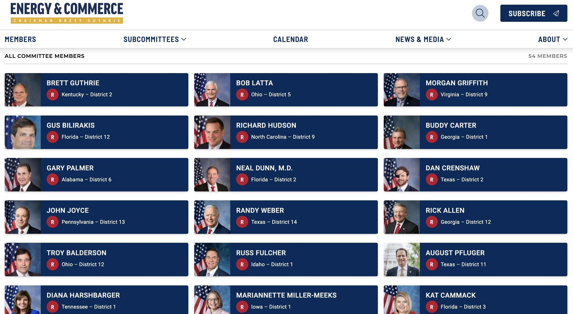 Los republicanos miembros del Comité de Energía y Comercio.