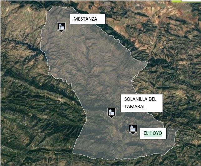 Término municipal de Mestanza, incluyendo Solanilla del Tamaral y El Hoyo