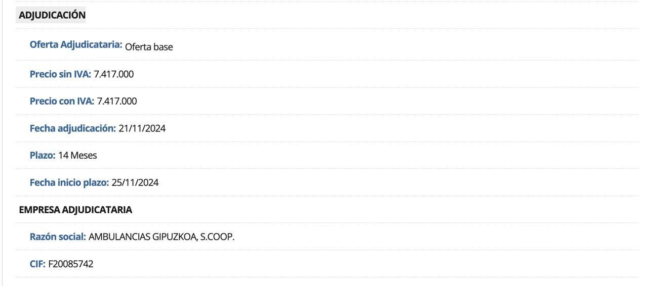 Contrato 1 de las ambulancias de Álava