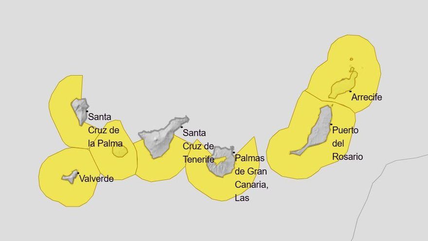 La Aemet amplía hasta este sábado los avisos amarillos en Canarias