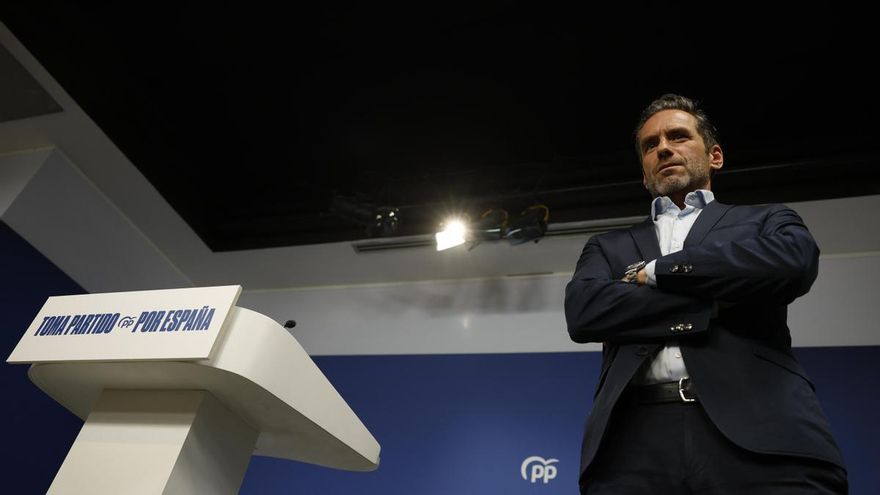 El portavoz nacional del PP, Borja Sémper, durante la rueda de prensa posterior a la reunión del Comité de Dirección del partido este lunes en Madrid.