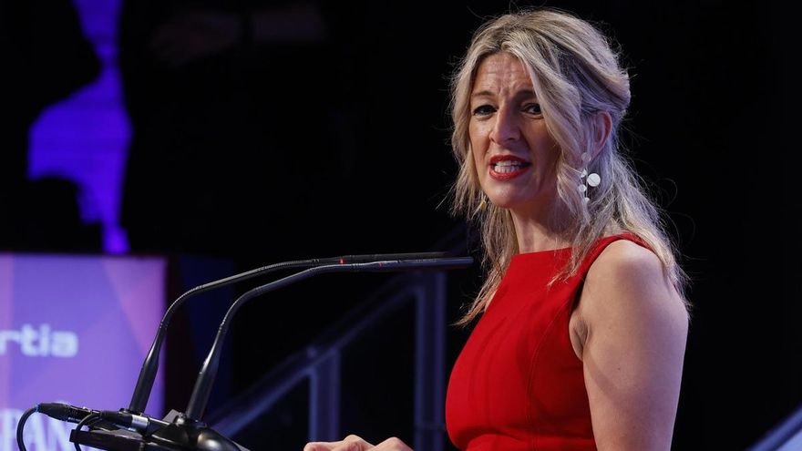 La vicepresidenta segunda y ministra de Trabajo y Economía Social, Yolanda Díaz, interviene en la IV edición del foro económico 'Wake up, Spain!'