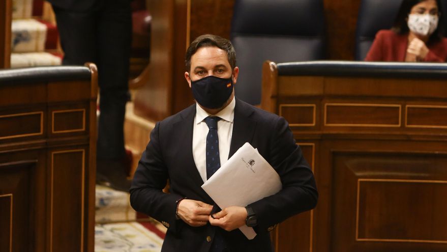 El líder de Vox, Santiago Abascal, en el Pleno del Congreso