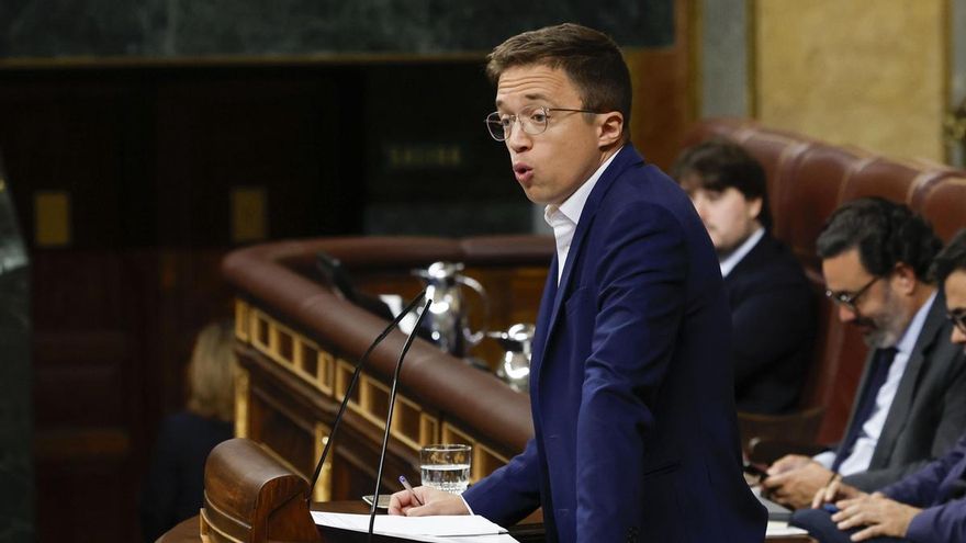 El portavoz parlamentario de Sumar, Íñigo Errejón, interviene este miércoles en el Congreso