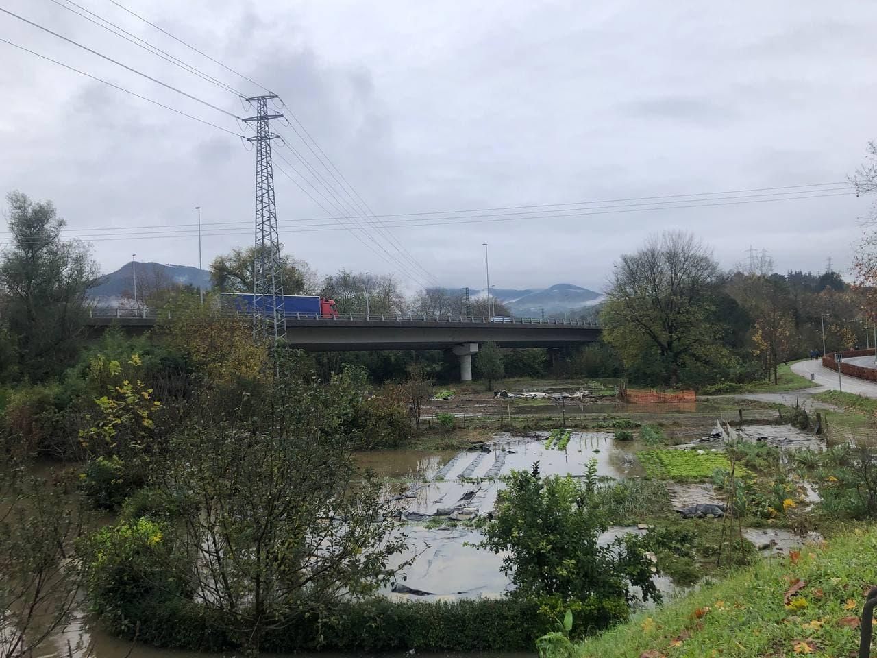 Huertos bajo la A-15, en Hernani